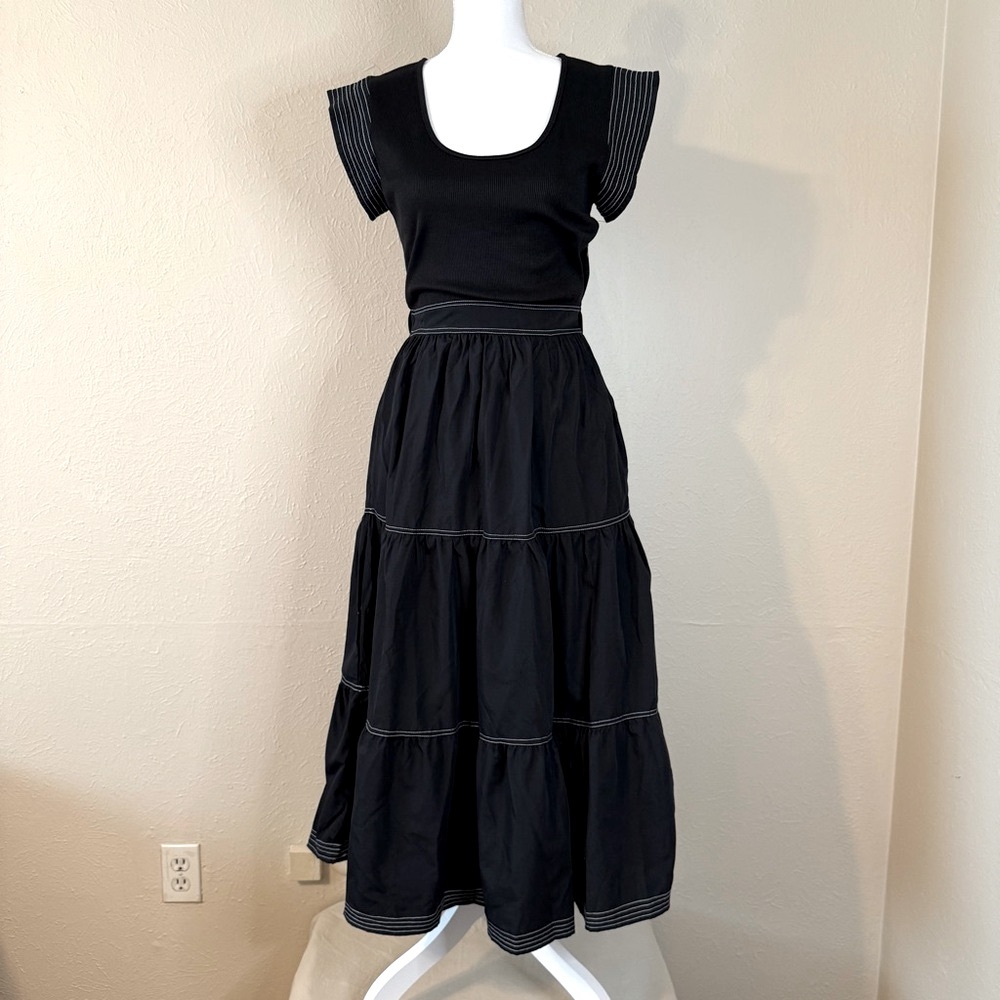 Black Maxi Dress with Tiered Skirt